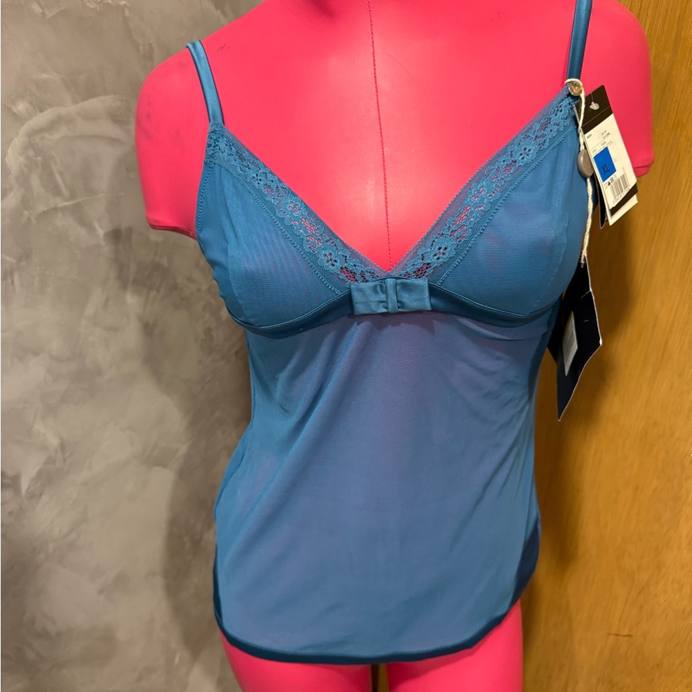 Source Unknown Teal Lace Trim Chemise